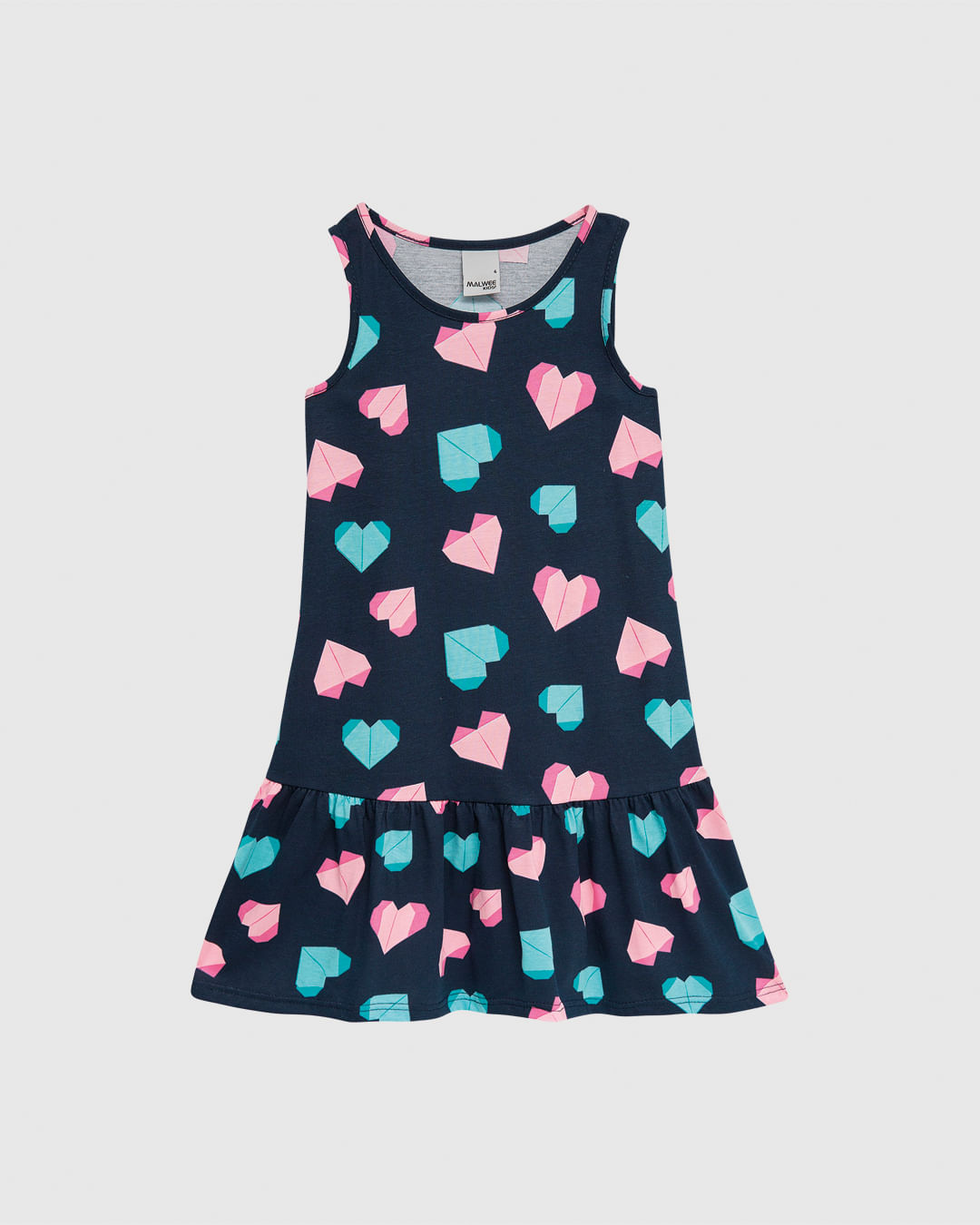 Vestido Infantil Barra Franzida Estampado Em Algodão Malwee Kids