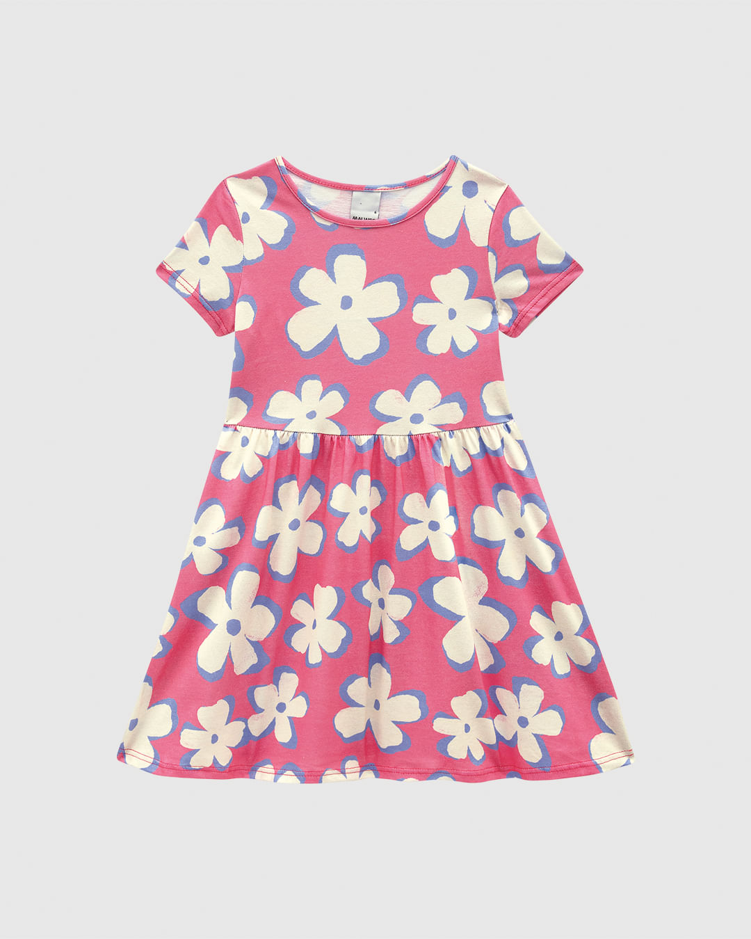 Vestido Infantil Evasê Manga Curta Estampado Em Algodão Malwee Kids