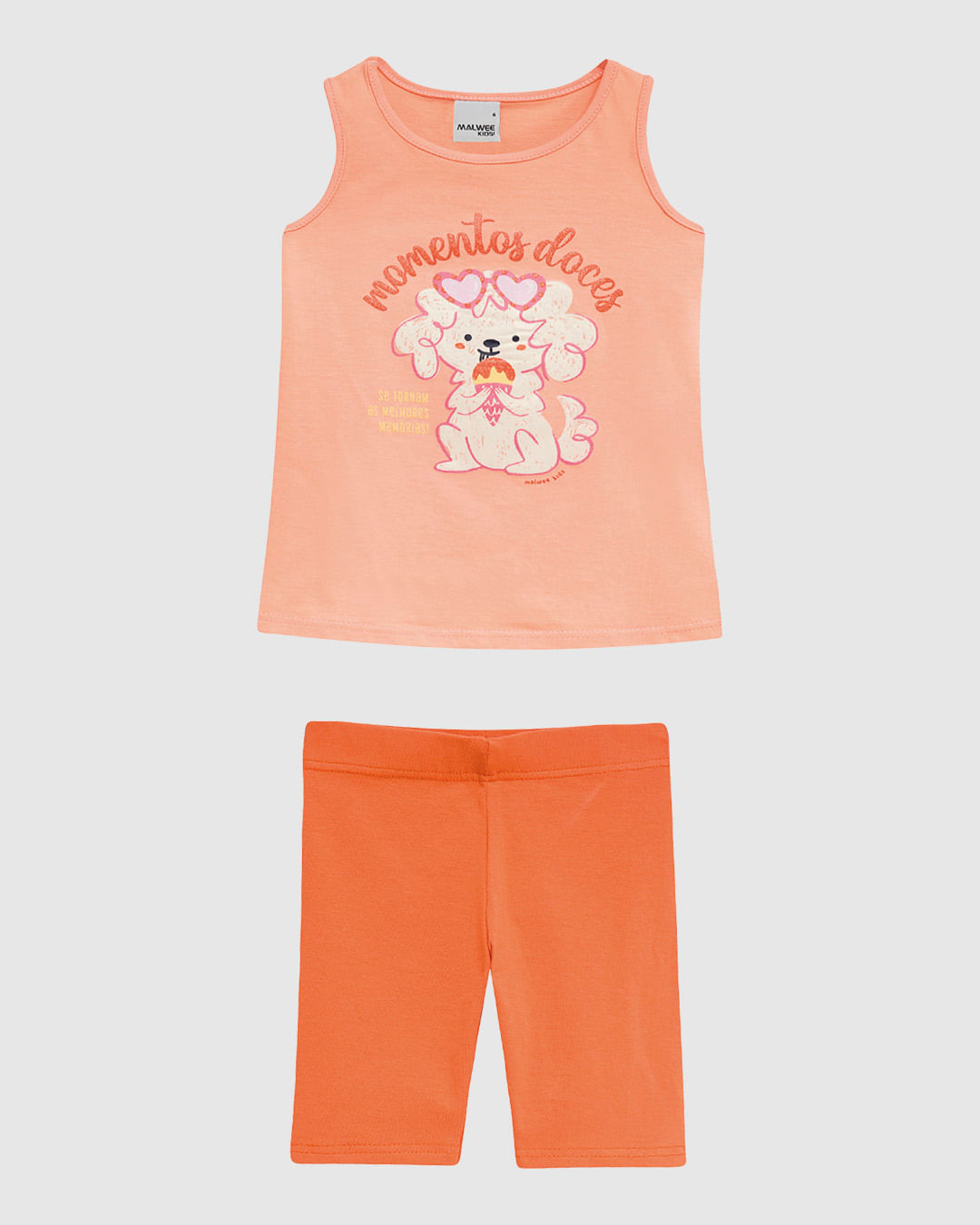 Conjunto Infantil Menina Regata Estampa Glitter E Bermuda Algodão Malwee Kids