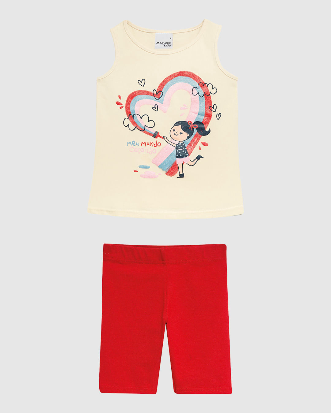 Conjunto Infantil Menina Regata Estampa Glitter E Bermuda Algodão Malwee Kids