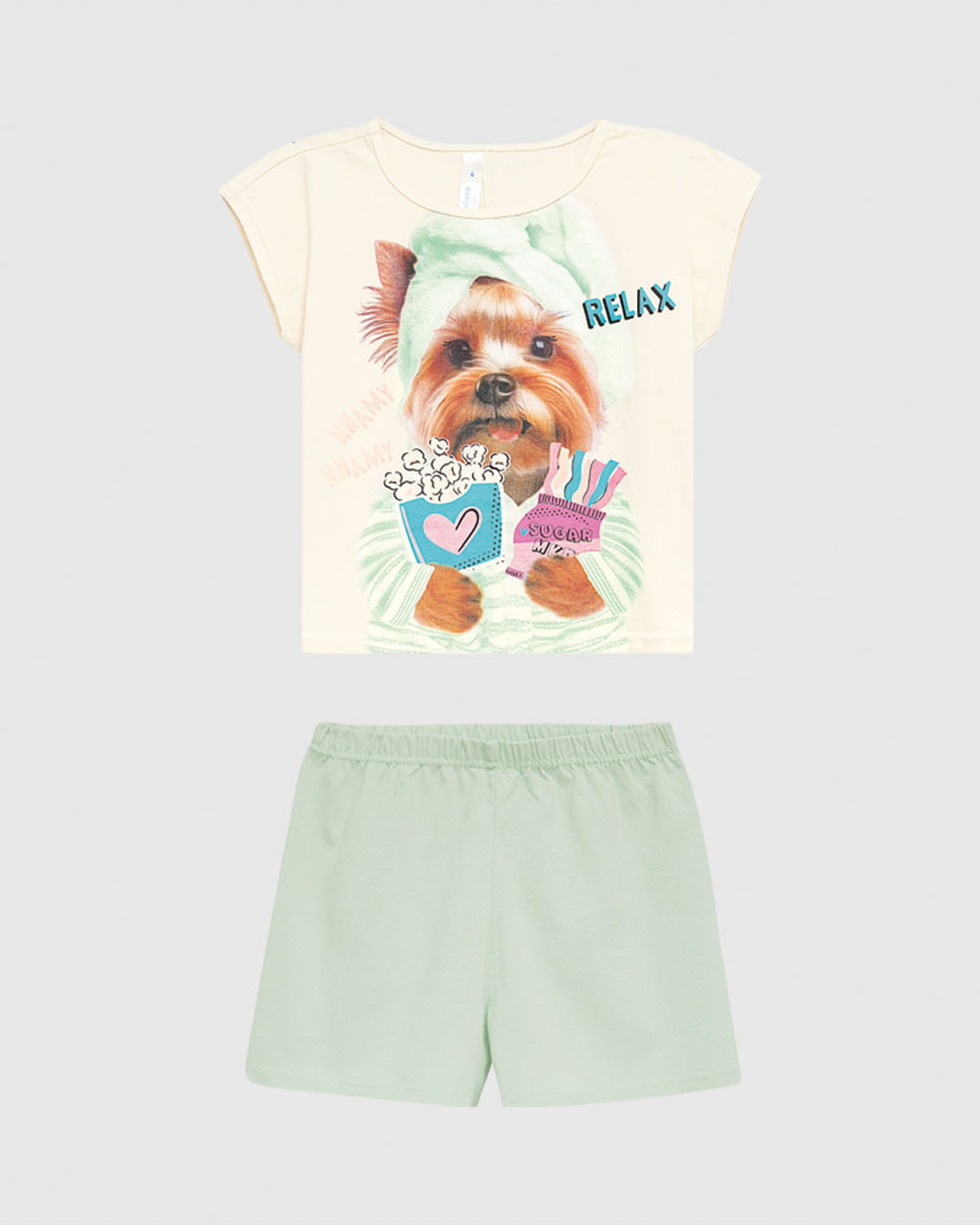 Pijama Curto Infantil Menina Estampa Relax Em Algodão Malwee Kids - Imagem 2