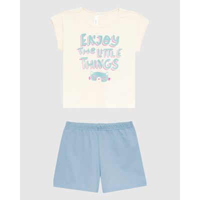 Pijama Curto Infantil Menina Enjoy The Little Things Em Algodão Malwee Kids
