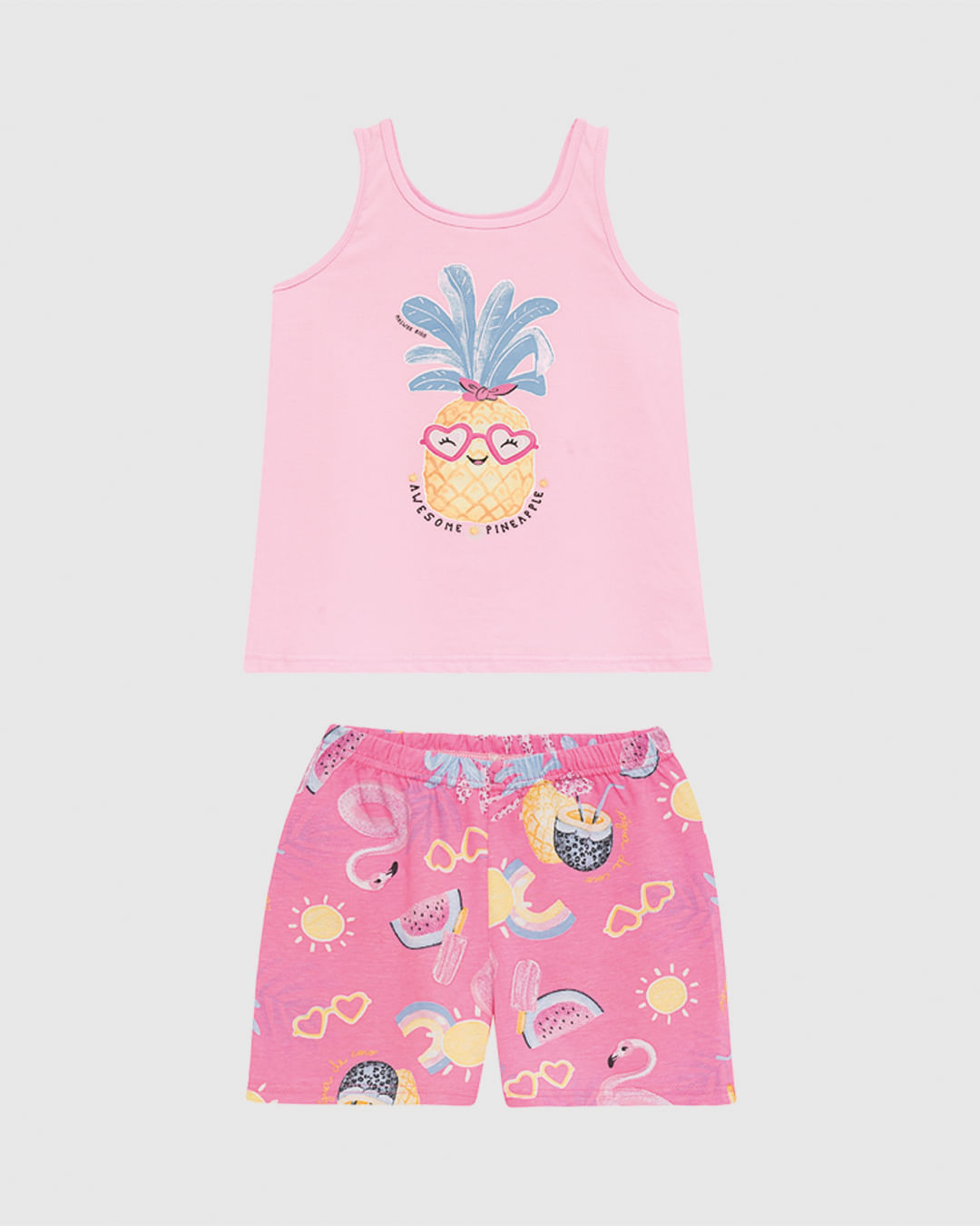 Pijama Curto Infantil Menina Awesome Pineapple em Algodão Malwee Kids