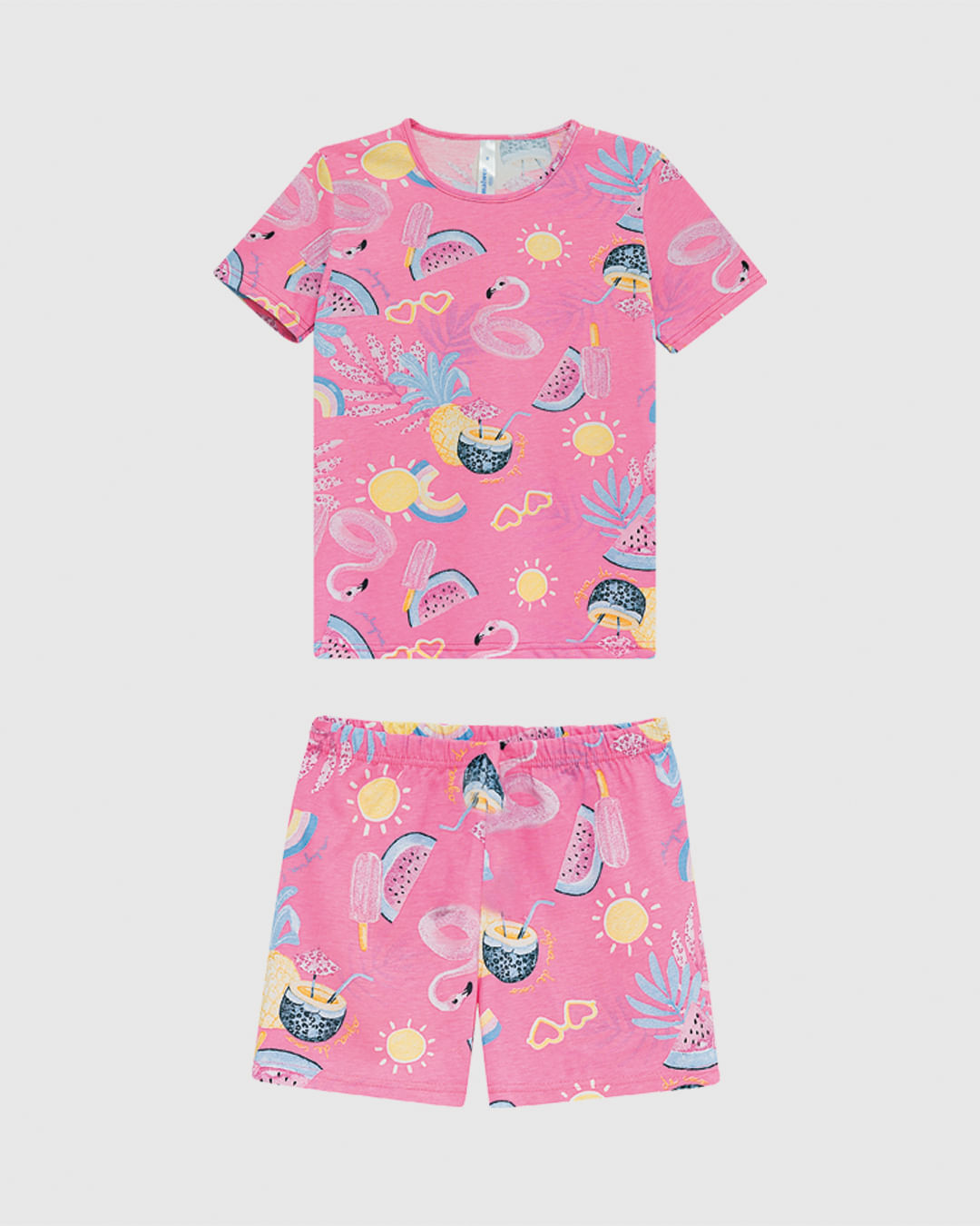 Pijama Infantil Menina Estampado Camiseta Manga Curta Em Algodão Malwee Kids - Imagem 4