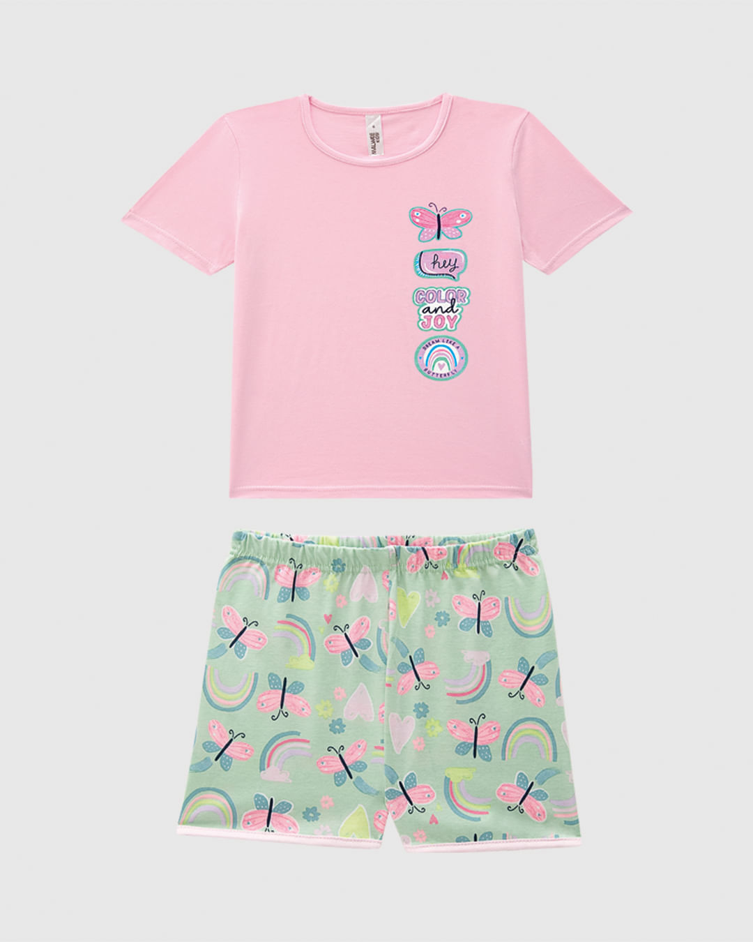 Pijama Curto Infantil Menina Estampa Color And Joy Em Algodão Malwee Kids