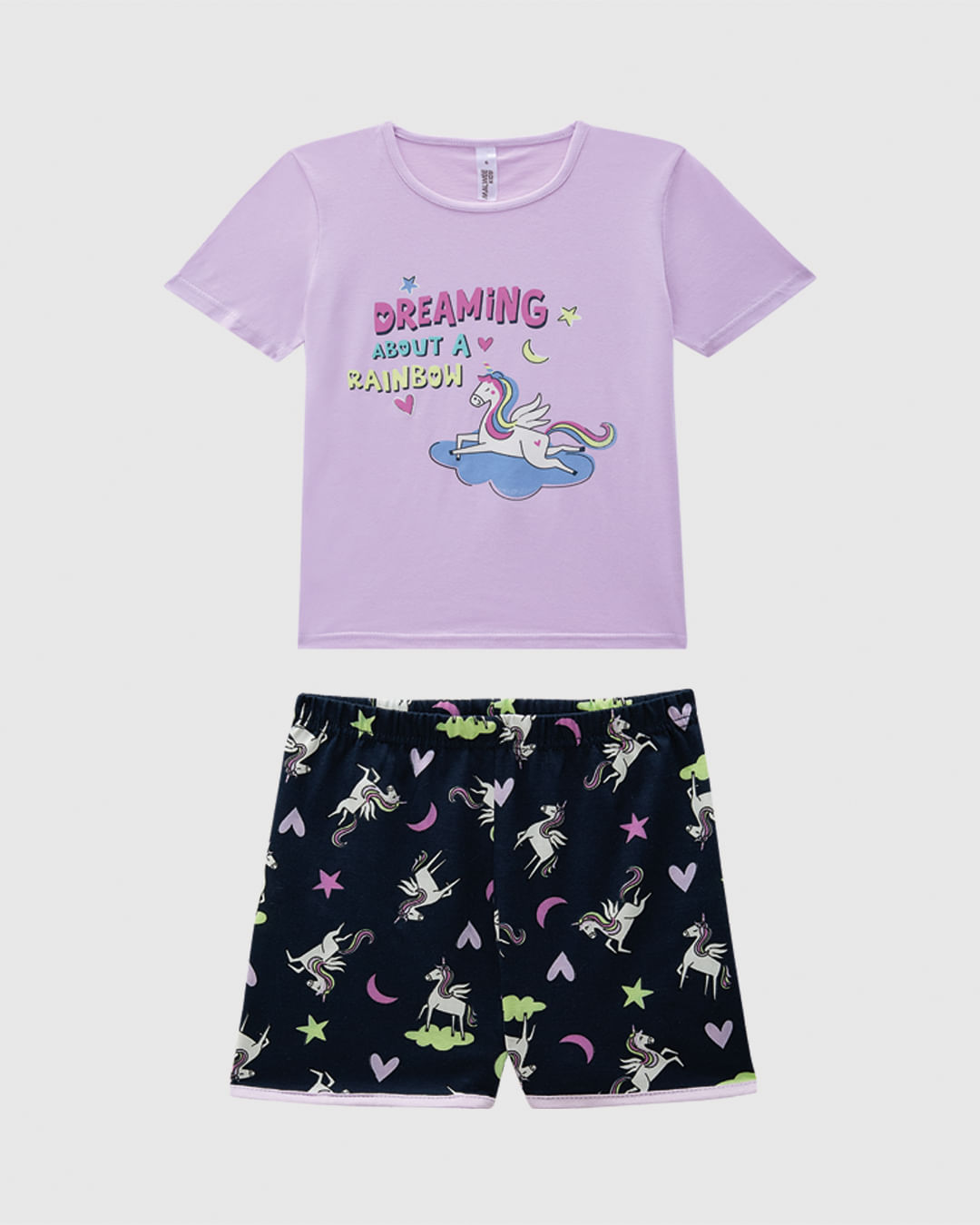 Pijama Curto Infantil Menina Dreaming About A Rainbow Em Algodão Malwee Kids - Imagem 10
