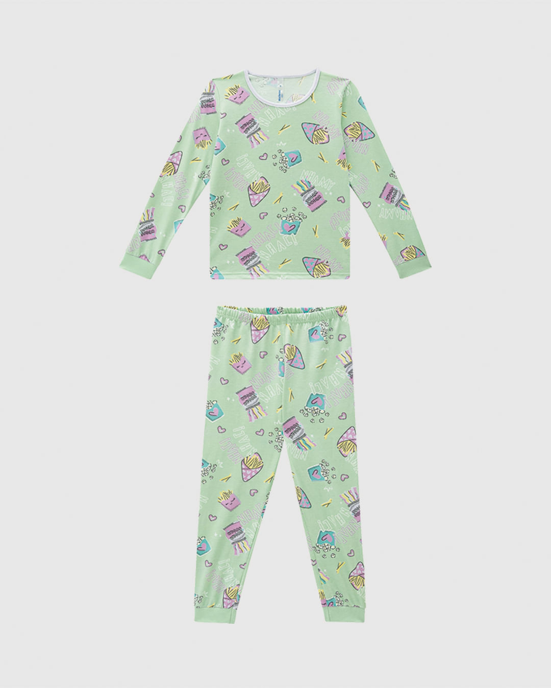 Pijama Infantil Menina Estampado Camiseta Manga Longa Em Algodão Malwee Kids