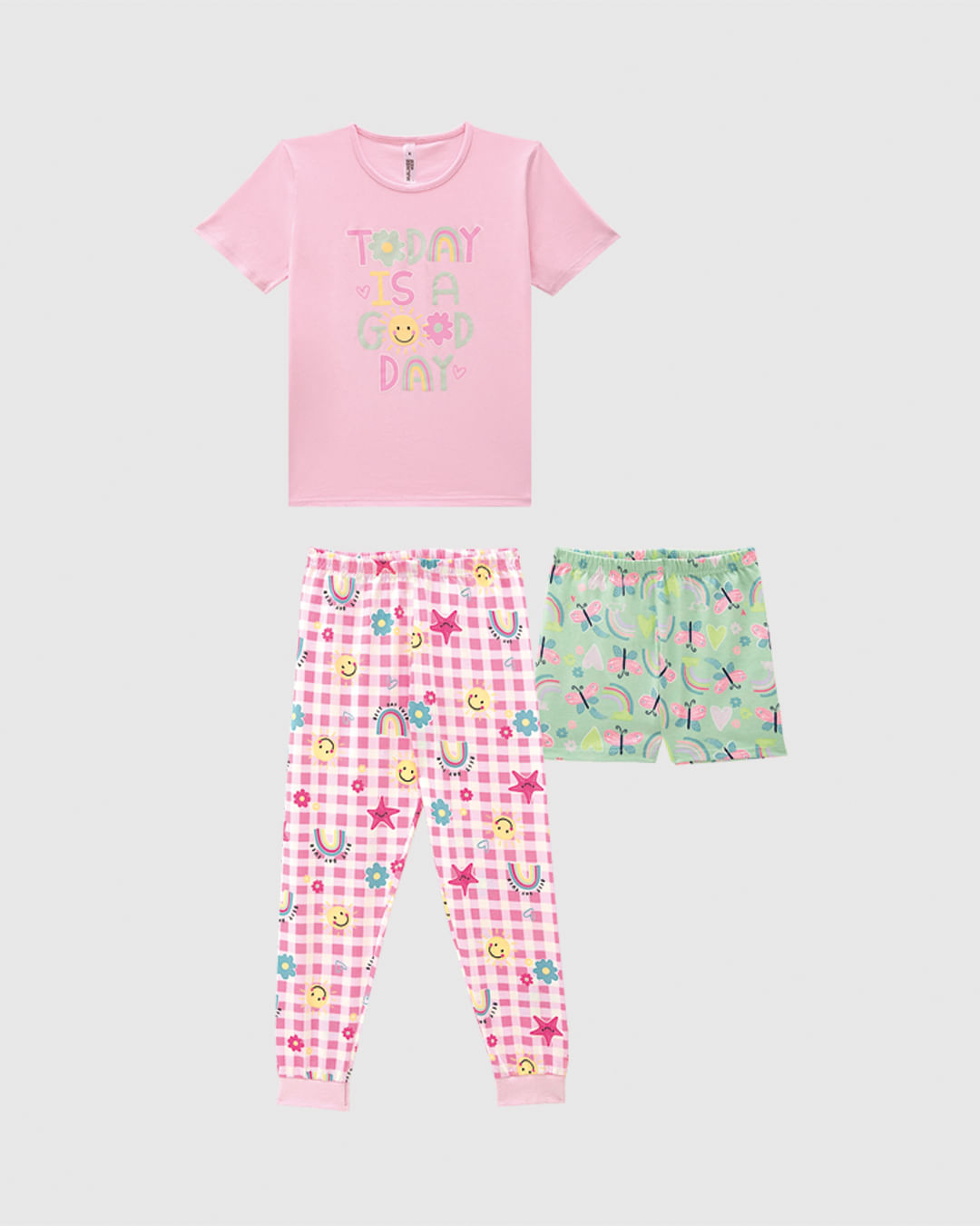 Pijama Infantil Menina 3 Peças Today Is A Good Day Em Algodão Malwee Kids