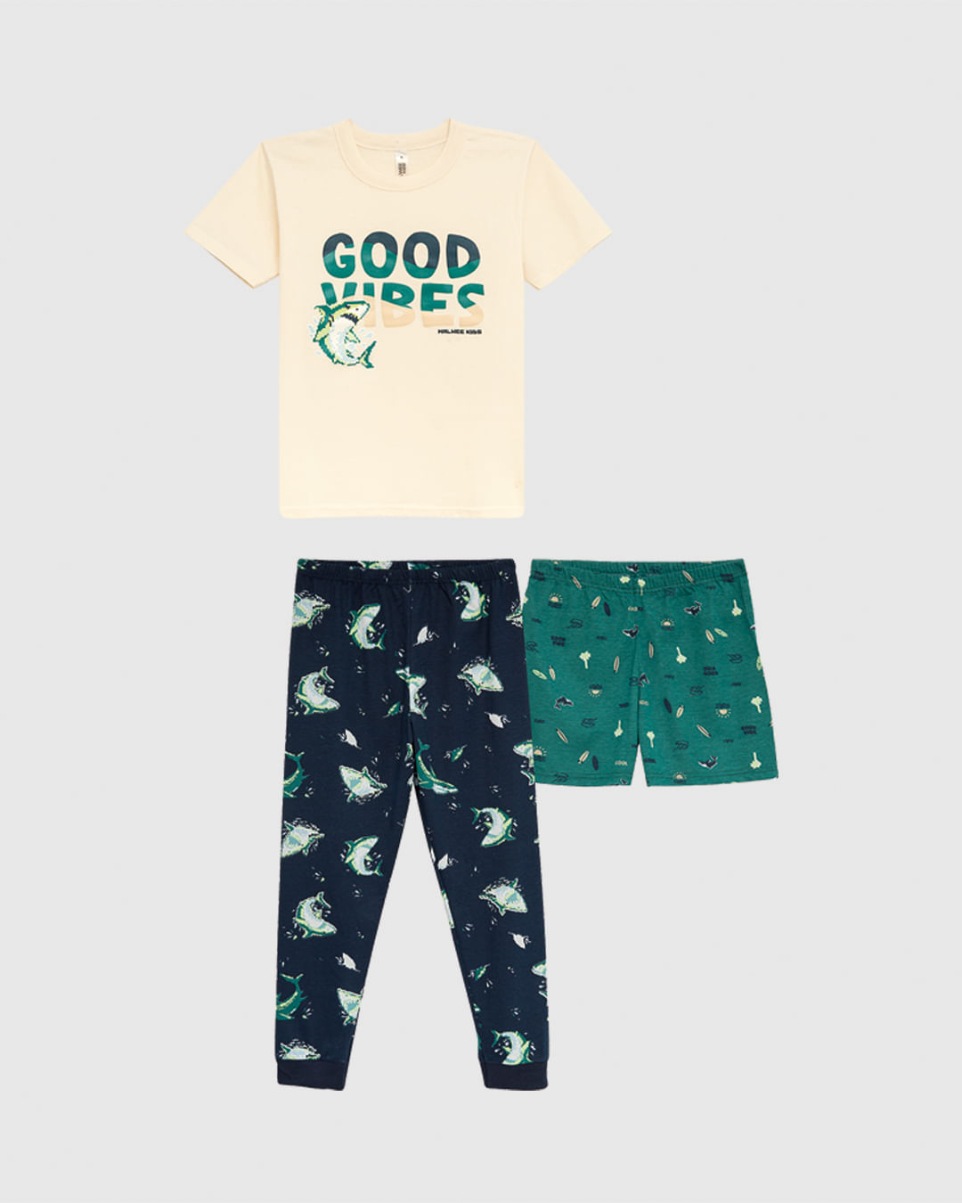 Pijama Infantil Menino 3 Peças Estampa Good Vibes Em Algodão Malwee Kids - Imagem 8