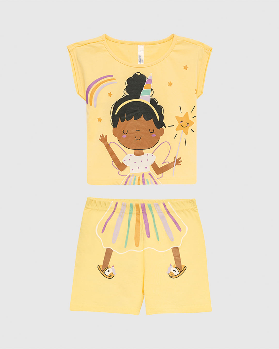 Pijama Infantil Menina Fada Arco-Íris Em Algodão Malwee Kids