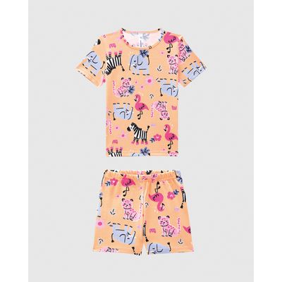 Pijama Curto Infantil Menina Estampa Bichinhos Em Algodão Malwee Kids
