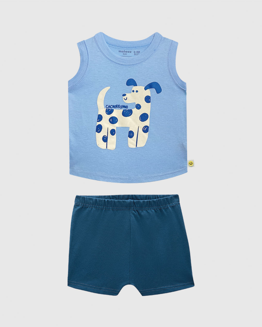 Conjunto Bebê Menino Regata Estampa Cachorrinho Em Algodão Malwee Kids - Imagem 4