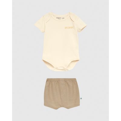 Conjunto Bebê Menino Body Tradicional Estampa Happy Em Algodão Malwee Kids
