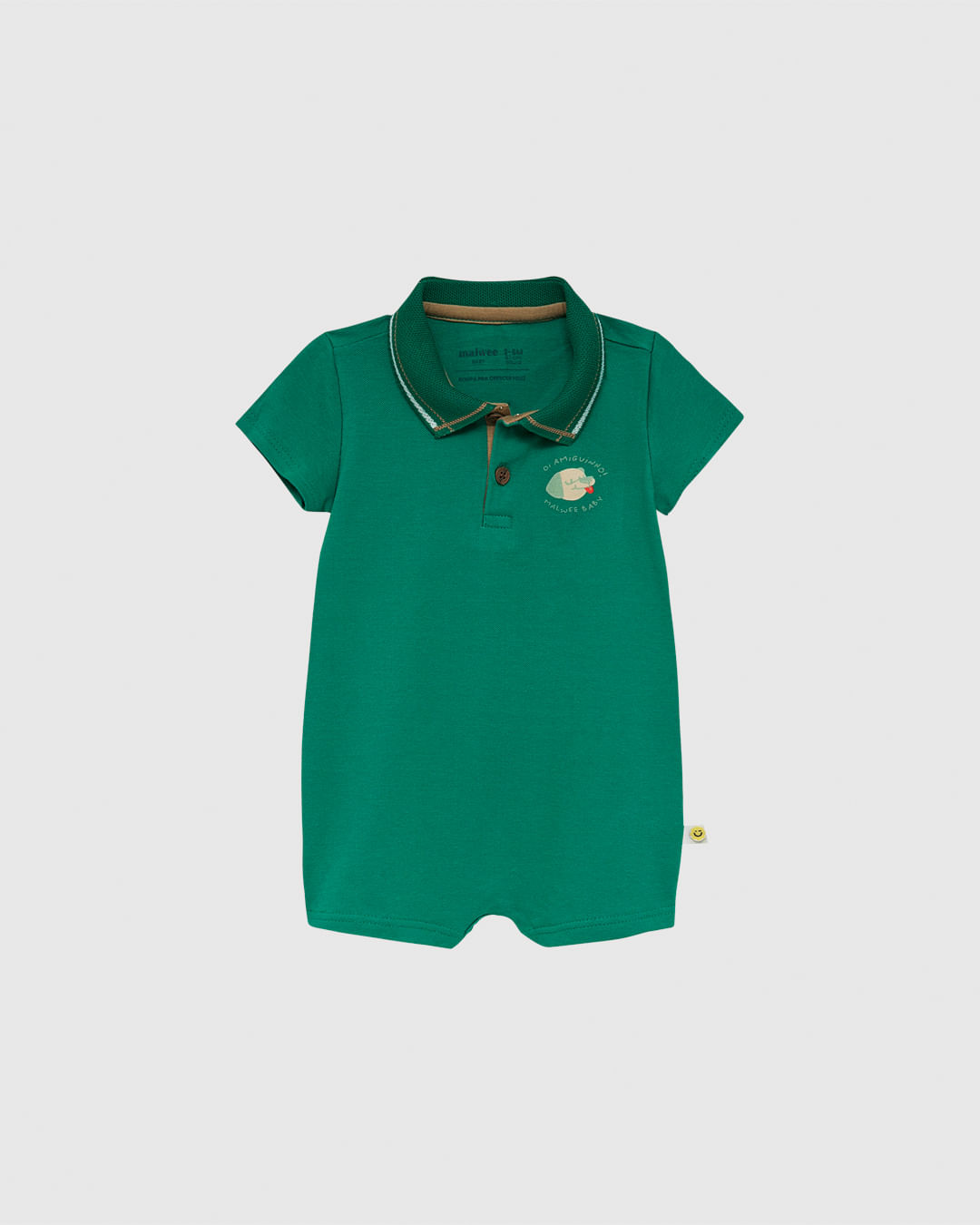 Macaquinho Polo Bebê Menino Peitilho Frontal Em Piquet Stretch Malwee Kids - Imagem 5