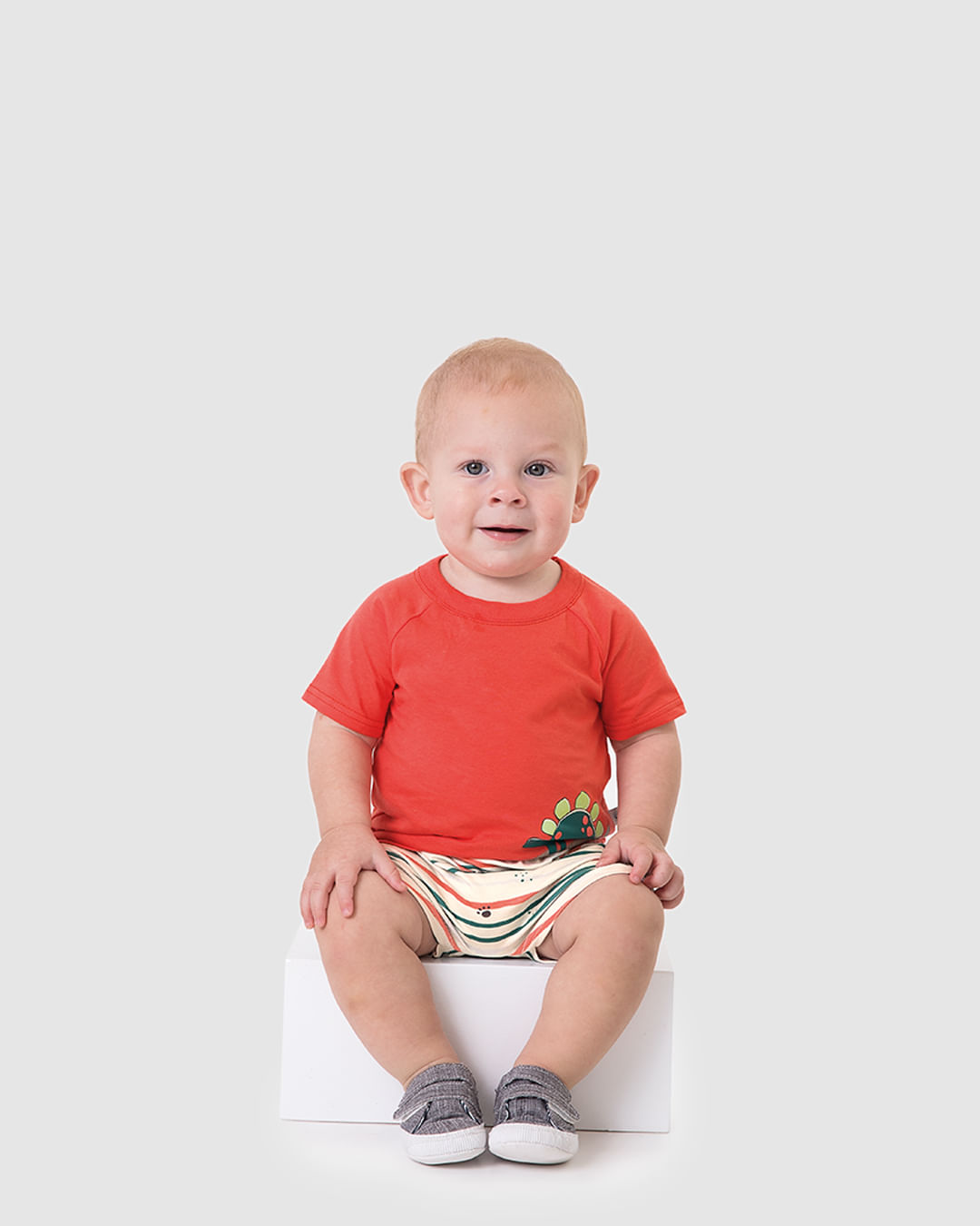 Conjunto Bebê Menino Bermuda Listradinha Em Algodão Malwee Kids