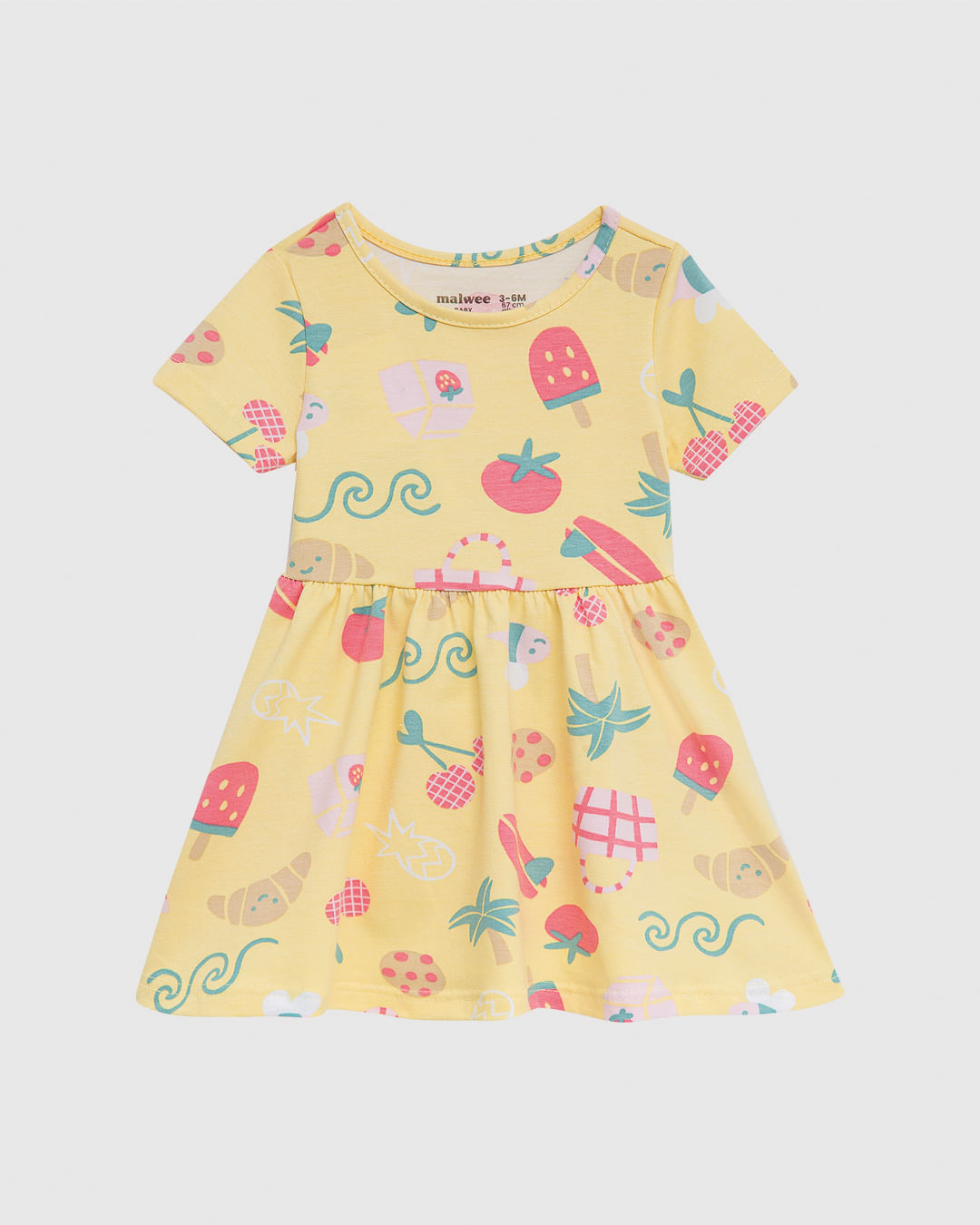 Vestido Infantil Estampado Manga Curta em Algodão Malwee Kids