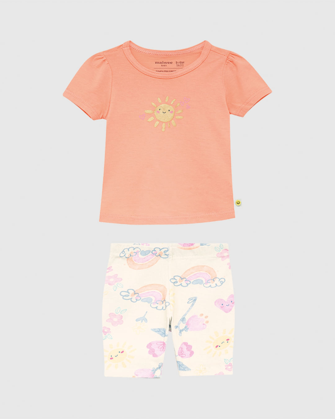 Conjunto Bebê Menina Estampa Glitter Solzinho Em Algodão Malwee Kids