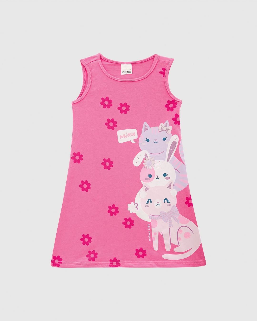 Vestido Infantil Evasê Com Estampa Em Algodão Malwee Kids - Imagem 5