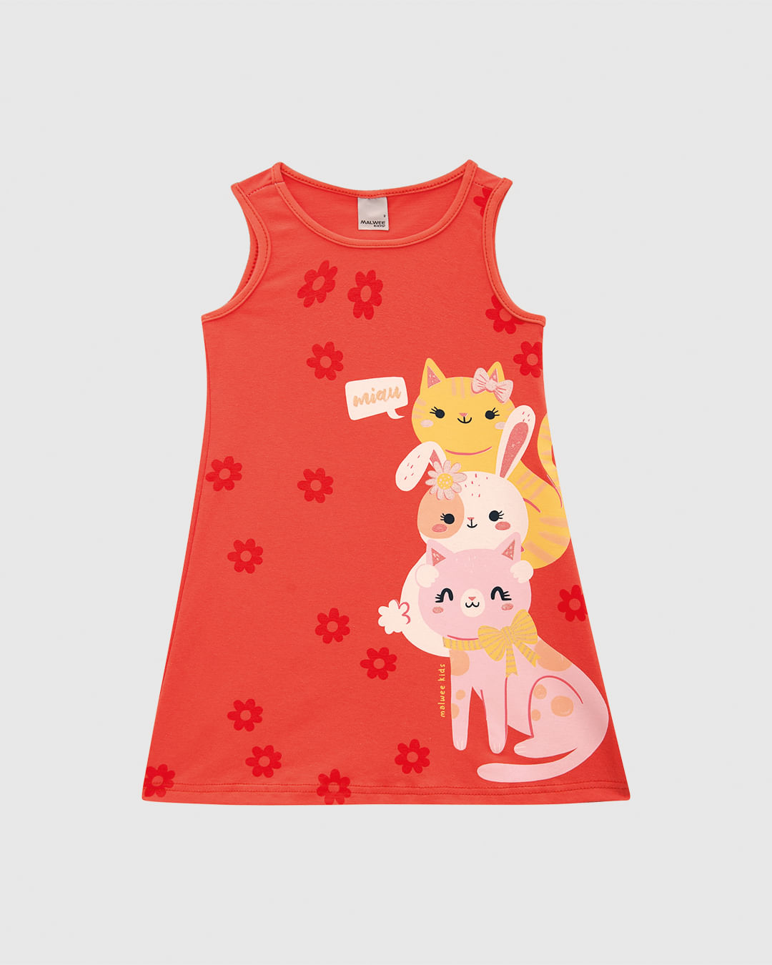 Vestido Infantil Evasê Com Estampa Em Algodão Malwee Kids