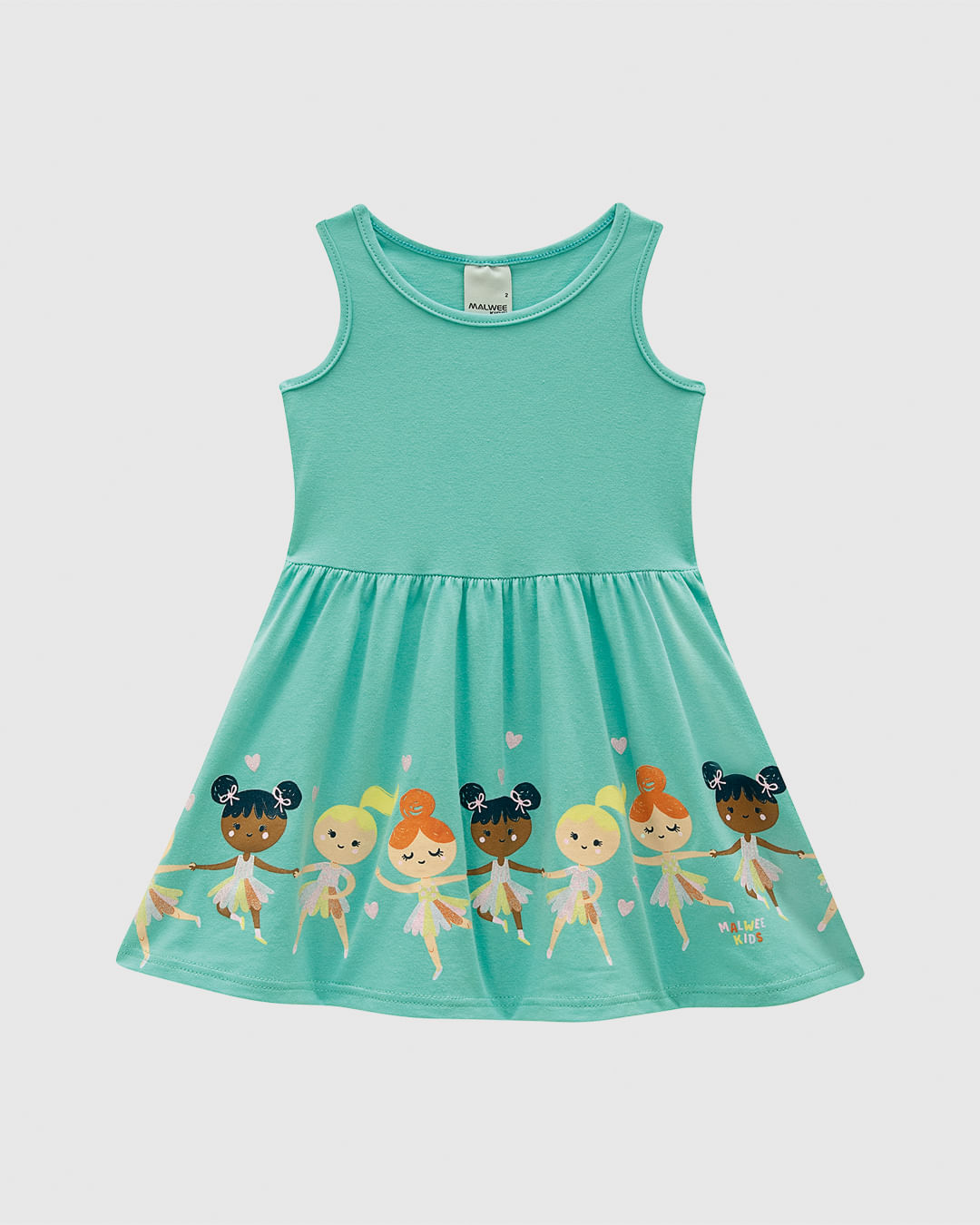 Vestido Infantil Rodado Saia Estampada Em Algodão Malwee Kids