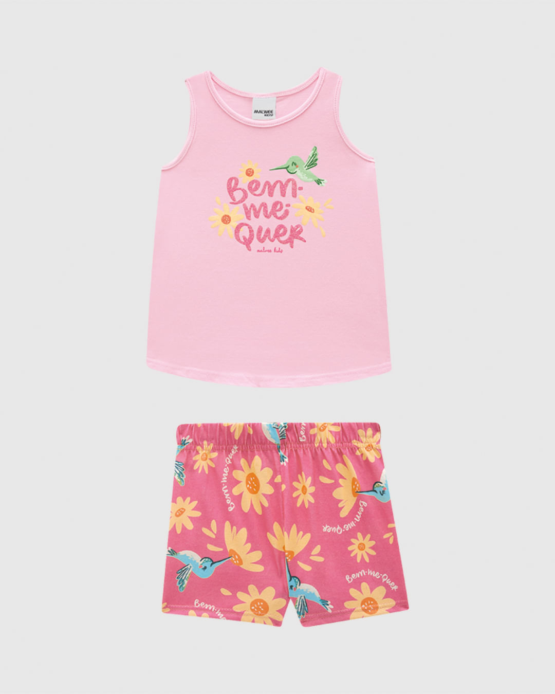 Conjunto Infantil Menina Estampa Com Glitter Em Algodão Malwee Kids