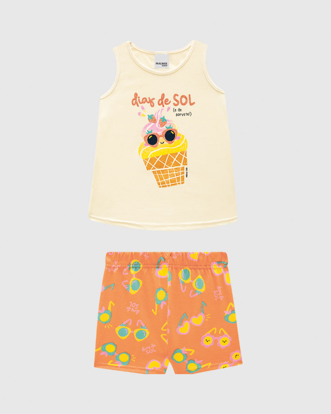 Conjunto Infantil Menina Estampa Com Glitter Em Algodão Malwee Kids - Imagem 2