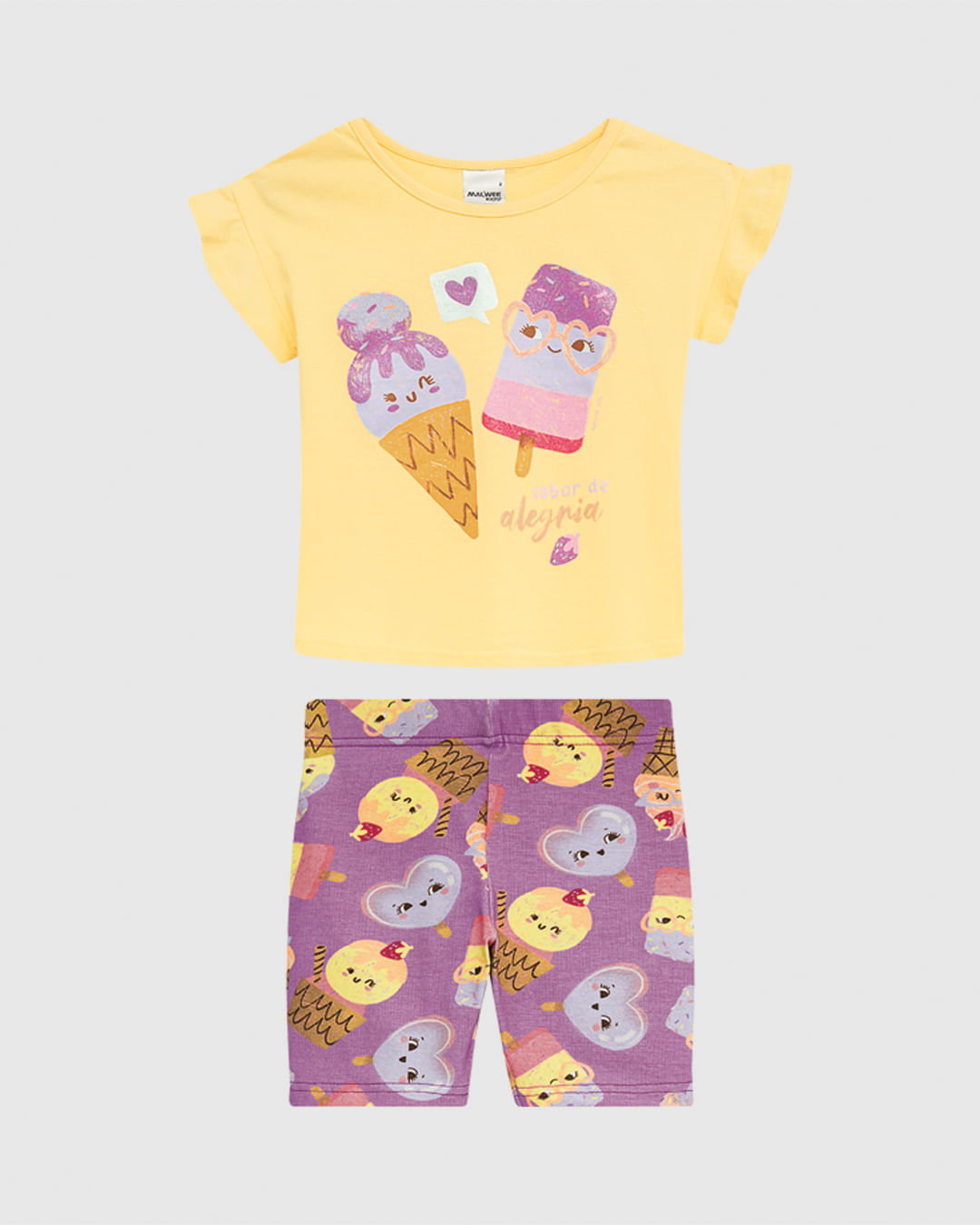 Conjunto Infantil Menina Blusa Manga Curta Babados Em Algodão Malwee Kids - Imagem 6