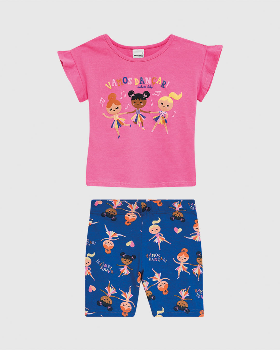 Conjunto Infantil Menina Blusa Manga Curta Babados Em Algodão Malwee Kids - Imagem 5