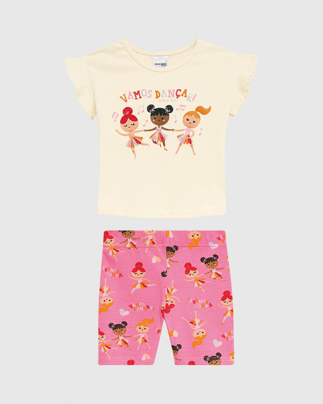 Conjunto Infantil Menina Blusa Manga Curta Babados Em Algodão Malwee Kids - Imagem 4