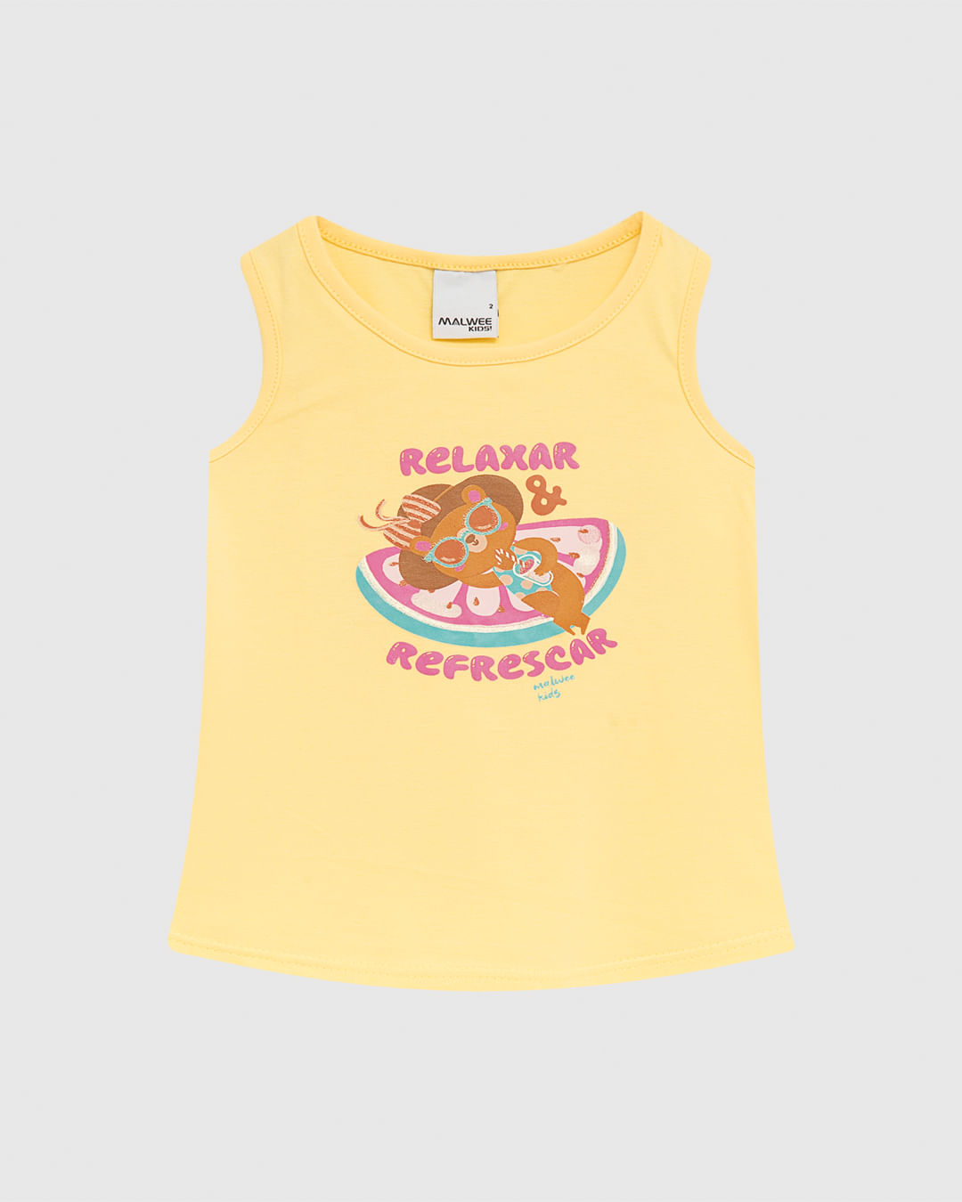 Regata Infantil Menina Evasê Estampa Com Glitter Em Algodão Malwee Kids