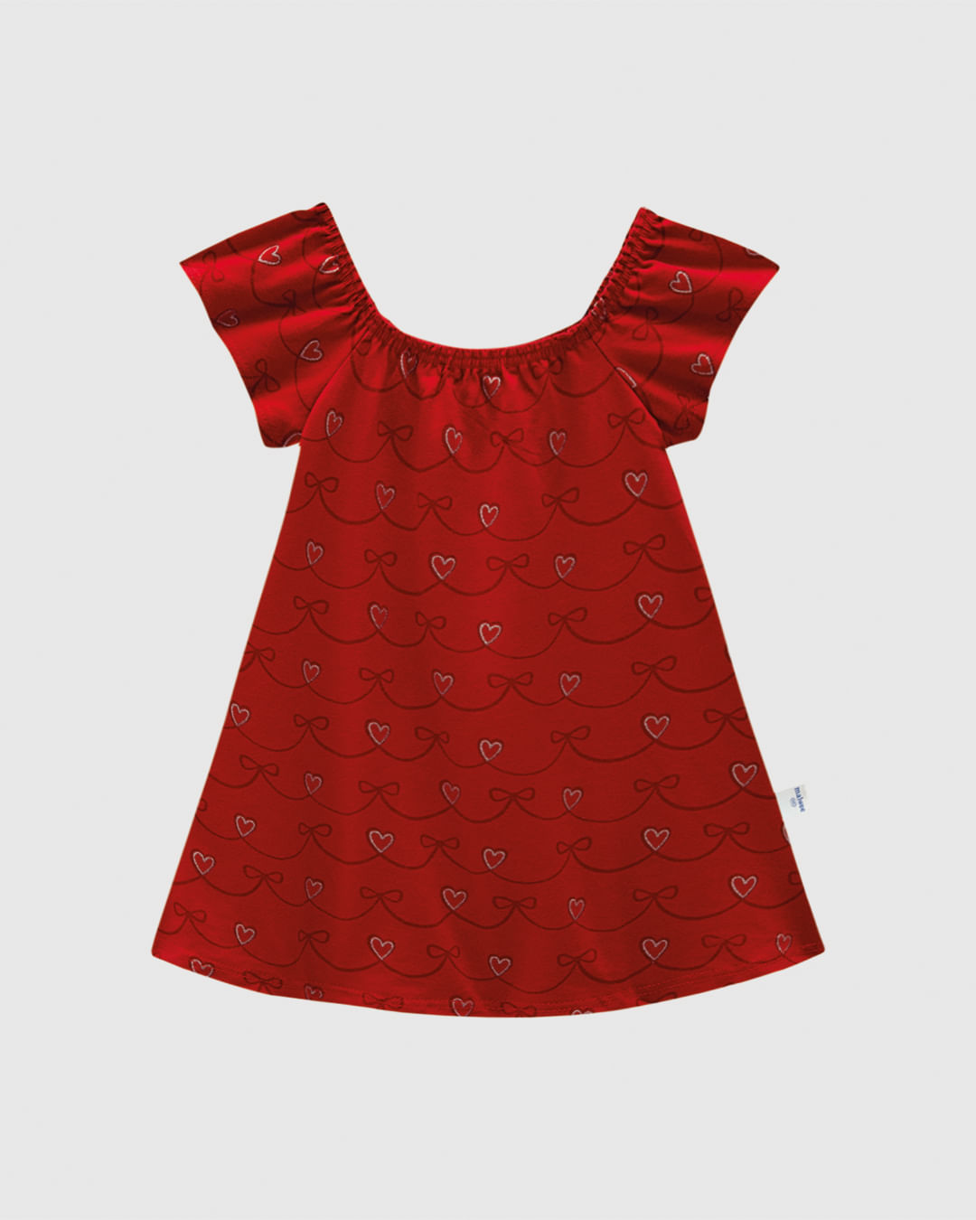 Vestido Infantil Evasê Estampa Coração Em Algodão Malwee Kids - Imagem 6