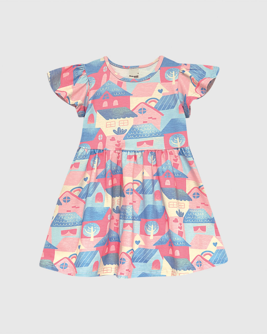 Vestido Infantil Rodado Estampa Digital Em Algodão Malwee Kids - Imagem 6