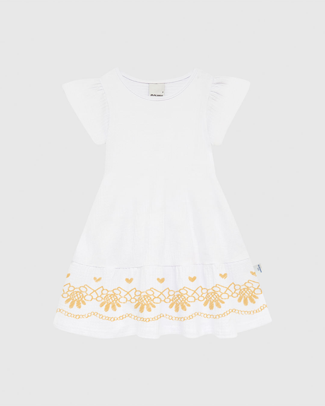 Vestido Infantil Rodado Estampa + Aplique Em Malha Texturizada Malwee Kids - Imagem 3