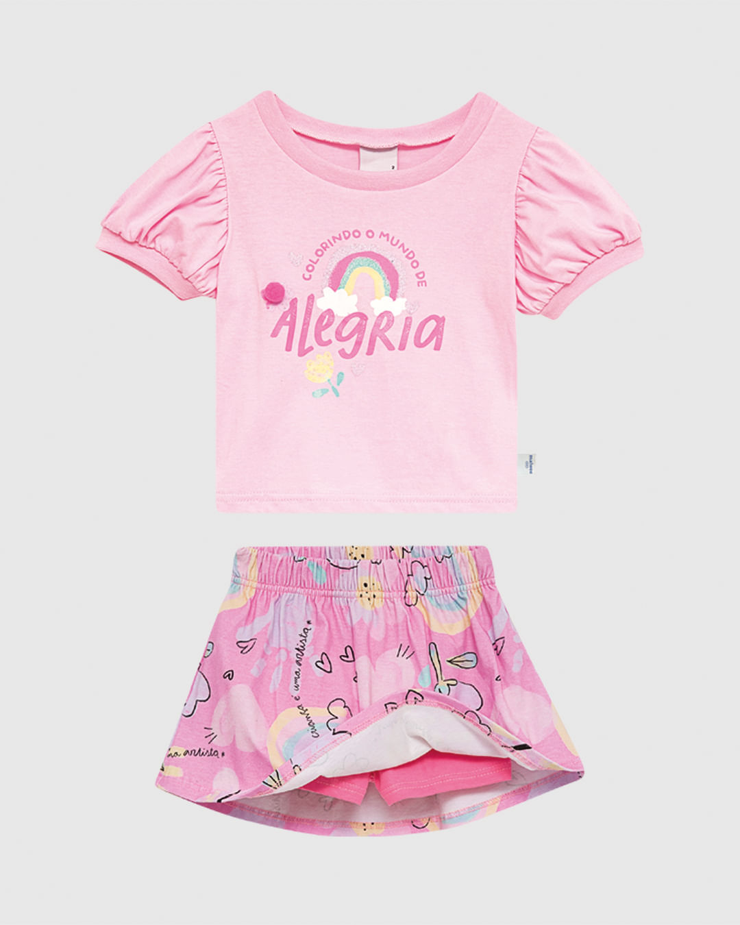 Conjunto Infantil Menina Colorindo O Mundo De Alegria Em Algodão Malwee Kids - Imagem 4