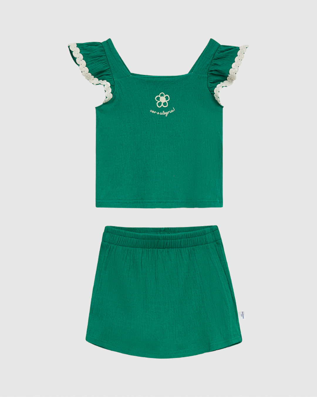 Conjunto Infantil Menina Blusa E Shorts Saia Em Malha Texturizada Malwee Kids - Imagem 2