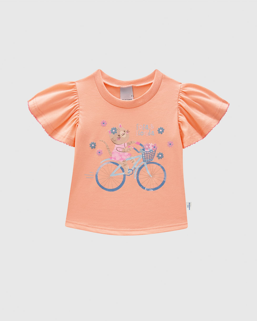 Blusa Infantil Menina Manga Evasê Franzida Em Algodão Malwee Kids
