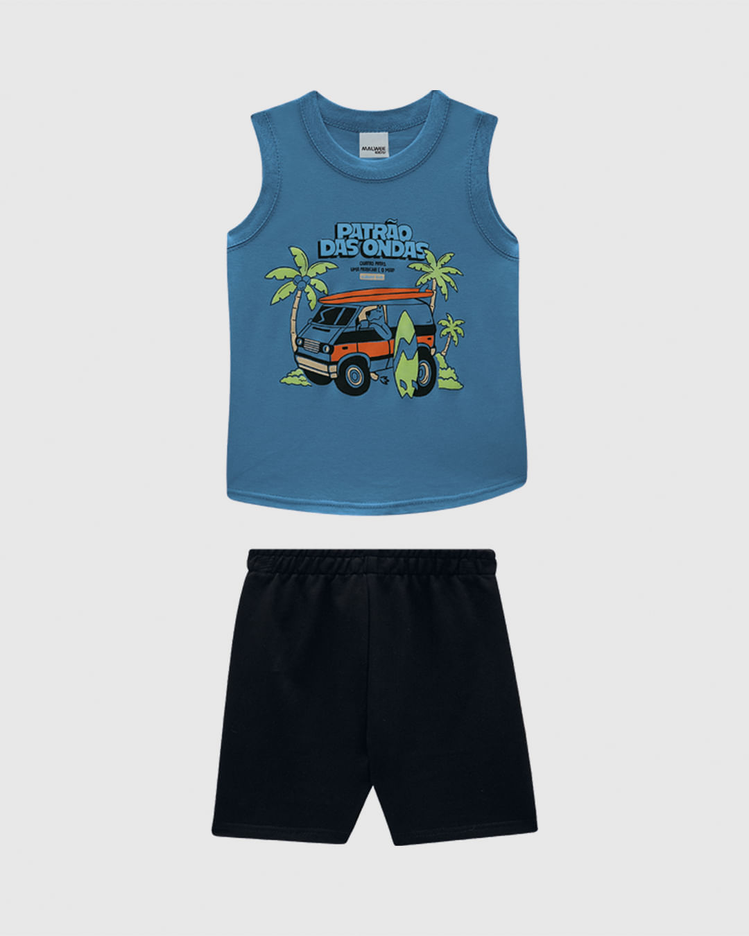 Conjunto Infantil Menino Regata Estampa Divertida Em Algodão Malwee Kids