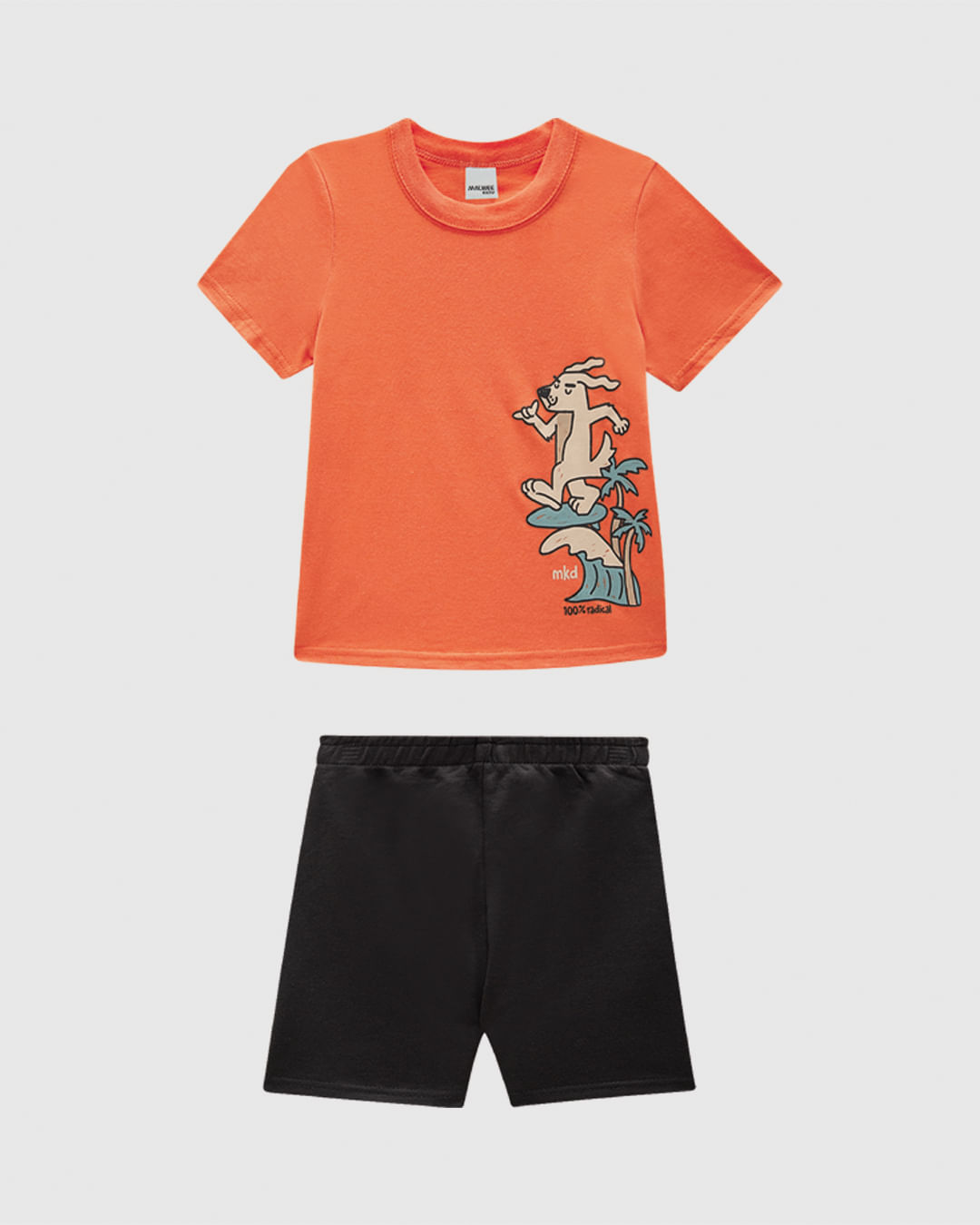 Conjunto Infantil Menino Camiseta Estampa Divertida Em Algodão Malwee Kids - Laranja - 8