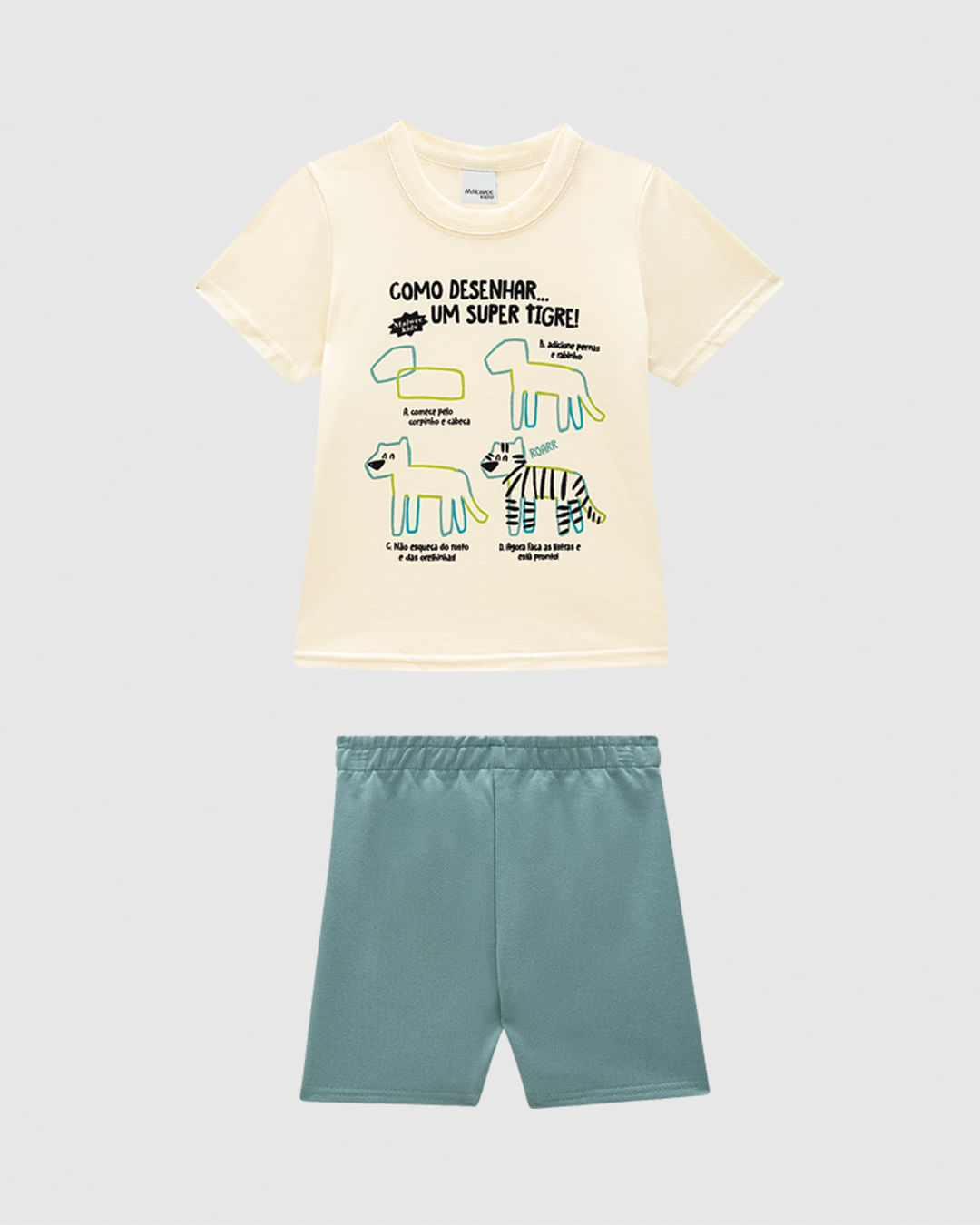 Conjunto Infantil Menino Camiseta Estampa Divertida Em Algodão Malwee Kids