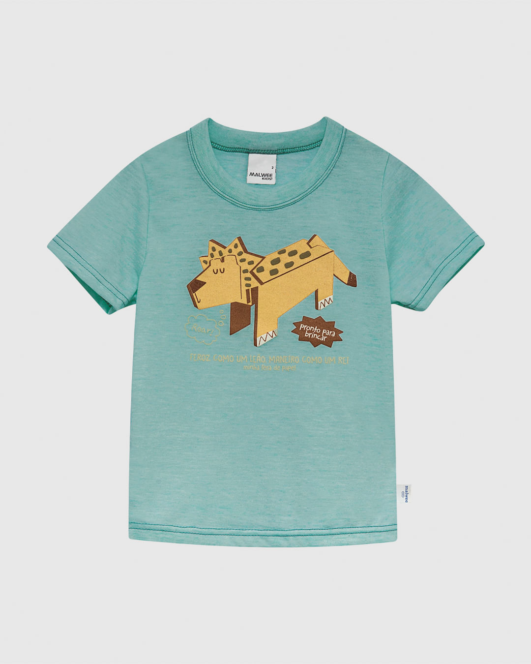 Camiseta Infantil Menino Feroz Como Um Leão Em Malha Rajada Malwee Kids - Imagem 3