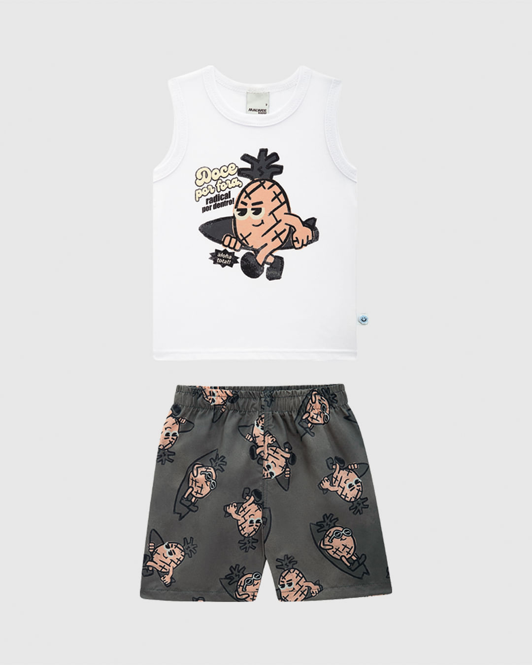 Conjunto Infantil Menino Aloha Total! Em Algodão E Microfibra Malwee Kids - Branco - 8