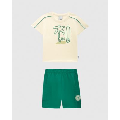 Conjunto Infantil Menino Camiseta E Bermuda Estampa Puff Malwee Kids