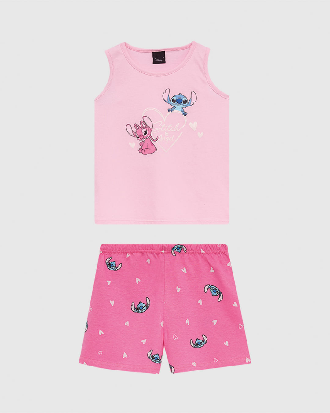 Pijama Infantil Menina Estampa Stitch E Angel Disney Em Algodão Malwee Kids