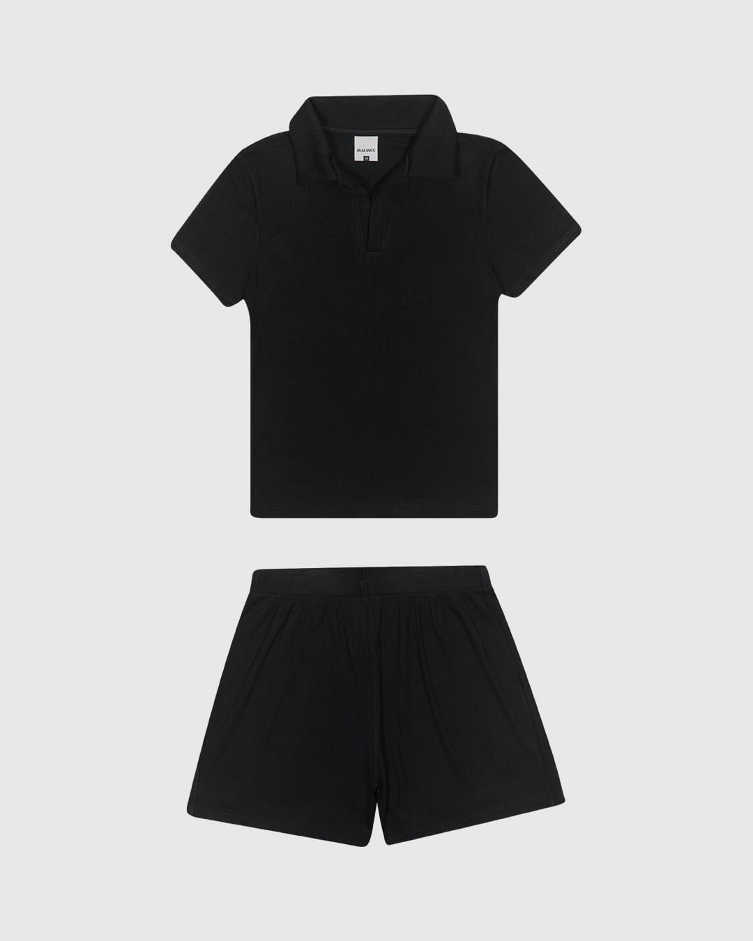 Conjunto Menina Blusa Polo Peitilho Frontal Malha Viscose Canelada Malwee Kids