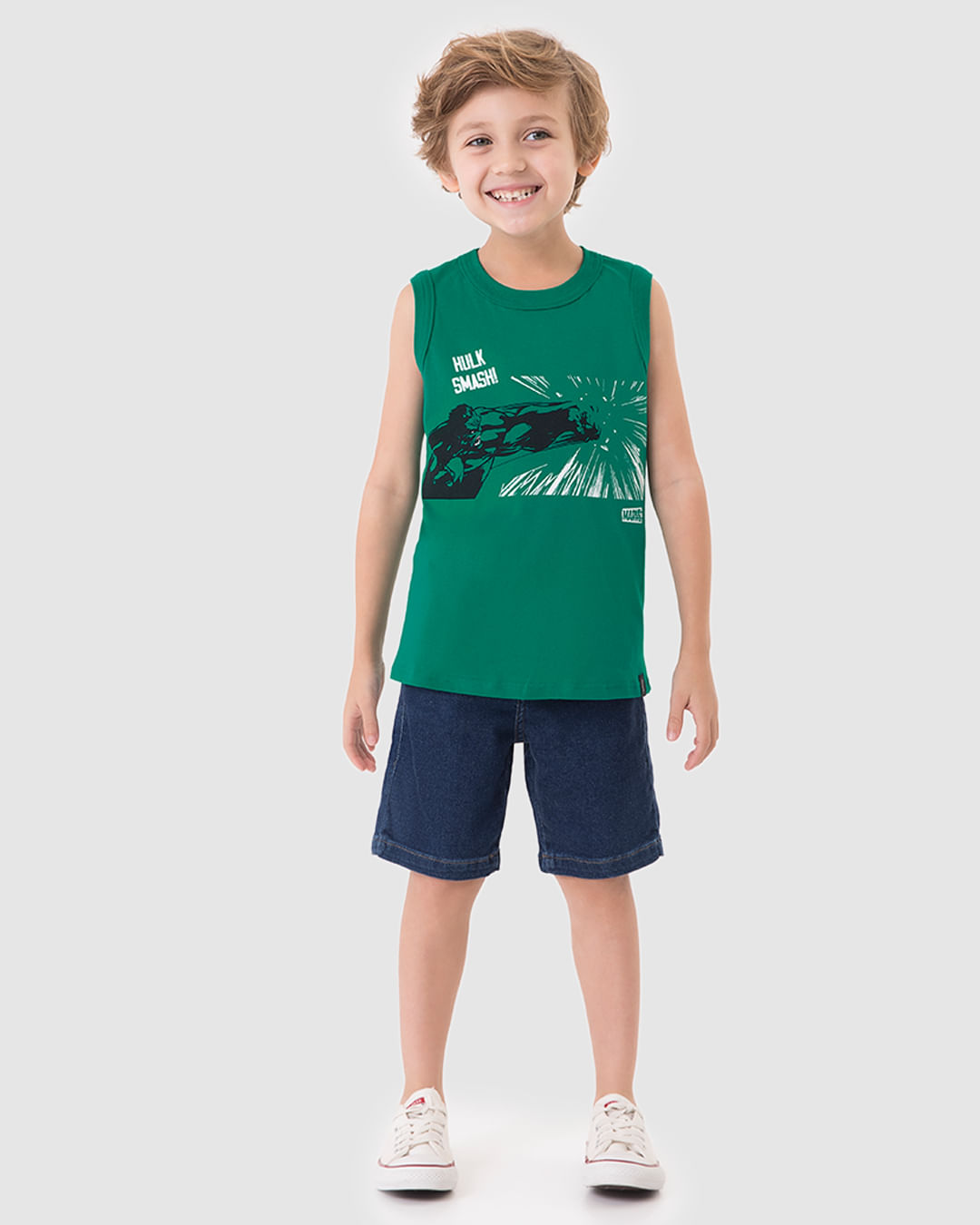 Regata Infantil Menino Hulk Smash! Avengers em Algodão Malwee Kids