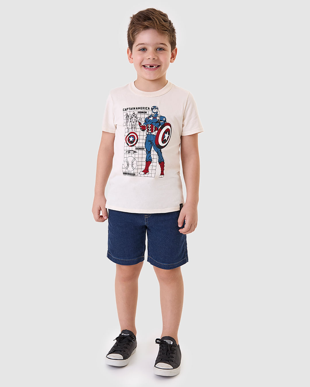 Camiseta Infantil Menino Avengers Captain America em Algodão Malwee Kids