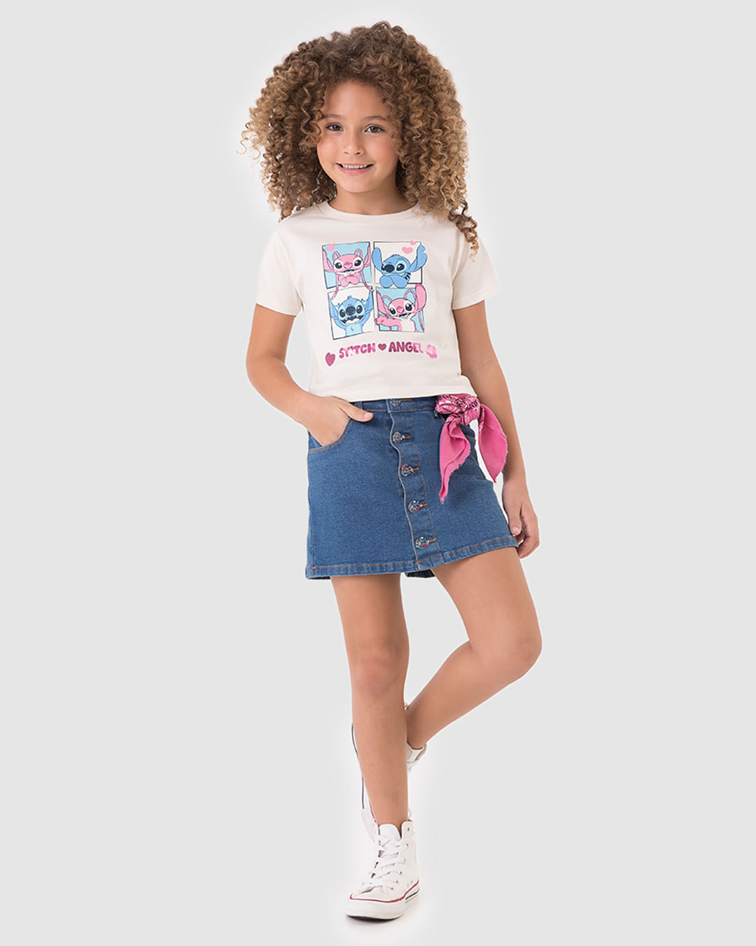 Blusa Infantil Menina Box Estampa Foil Stitch & Angel Disney Malwee Kids - Imagem 5