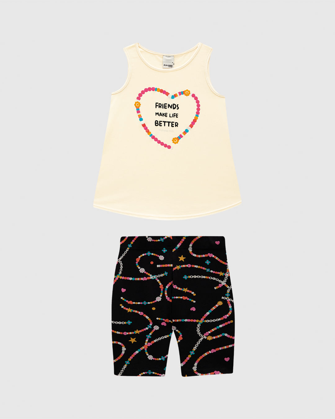 Conjunto Infantil Menina Bermuda Ciclista Estampada Em Algodão Malwee Kids - Imagem 5