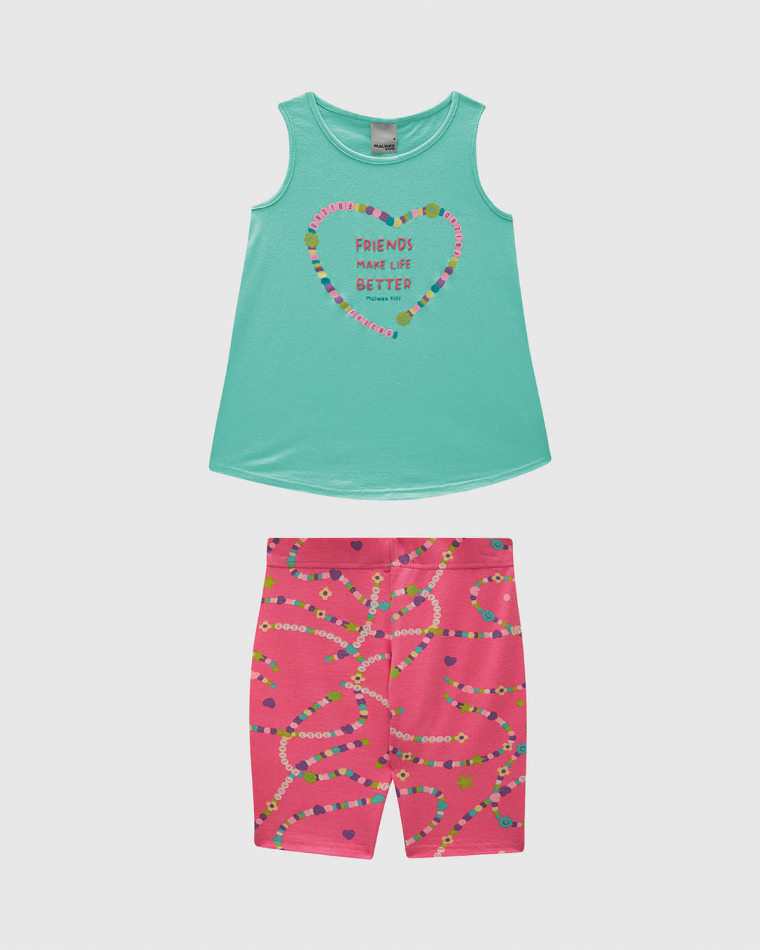 Conjunto Infantil Menina Bermuda Ciclista Estampada Em Algodão Malwee Kids - Imagem 5