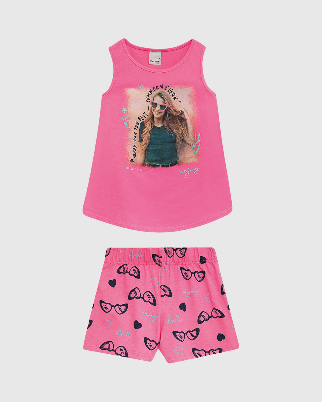 Conjunto Infantil Menina Estampa Puff e Glitter em Algodão Malwee Kids